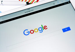 The Google Web Search homepage in a tablet